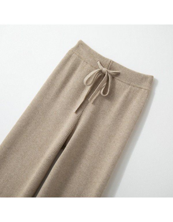 Thickened Wide Leg Pants Women's New Fine Anti Wool Casual Pants Floor Sweeping Pants Women's High Waist Drop Straight Pants 