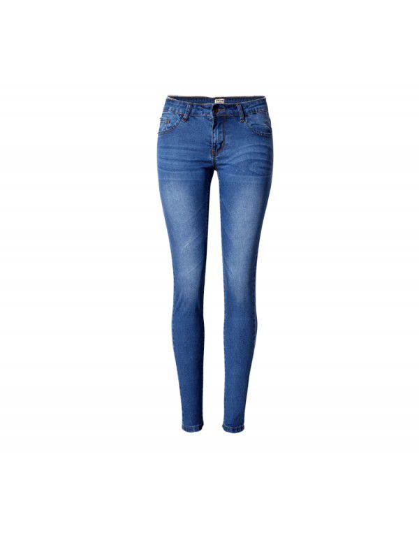 Women's low waist slim elastic denim leggings Irregular cat must have large size 
