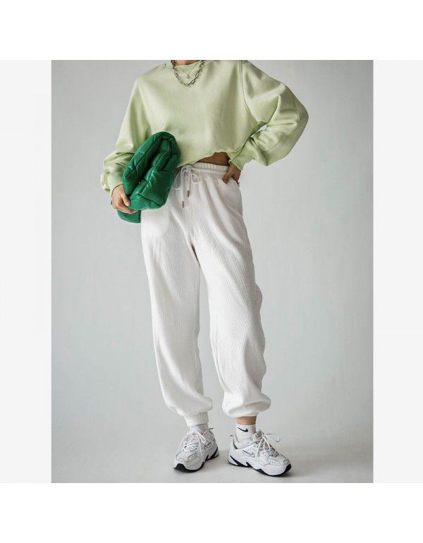 New style leggings sports pants for women Spring/Summer High Waist Korean Jazz Dance Capris Cotton Drawstring casual pants for women