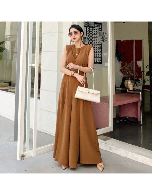 New Korean Style French Style Waist Wrapped Slim Split Wide Leg Pants Fashion Professional Jumpsuit