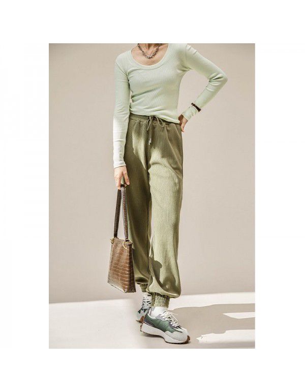 New style leggings sports pants for women Spring/Summer High Waist Korean Jazz Dance Capris Cotton Drawstring casual pants for women