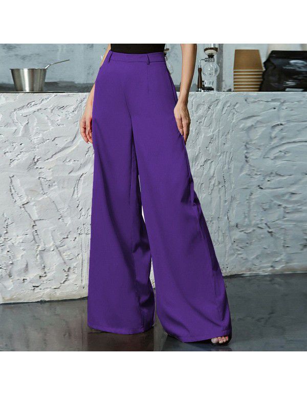 Women's High Waist Wide Leg Pants Loose Women's Cross Border Multi Color Floor Dragging Long Wide Leg Pants