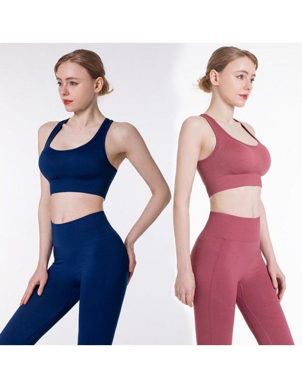 Yoga suit for women Seamless knit hip up exercise Yoga pants Sexy vest Running fitness suit