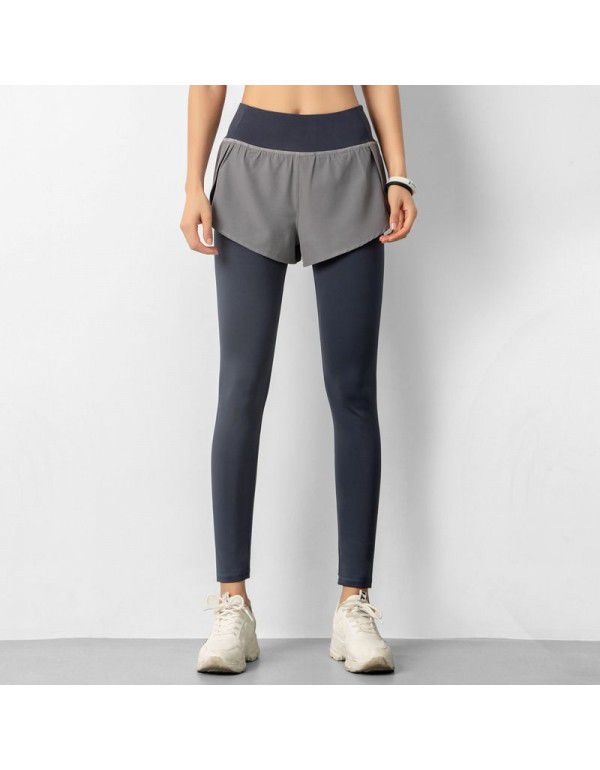 Pocket Fitness Pants Women's High Waist Elastic Tight Running Yoga Pants Quick Dry Breathable Sports Skirt Pants 