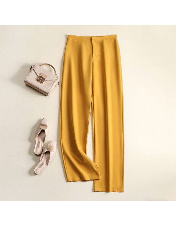 Spring and Summer New Suit Material Wide Leg Pants Women's High Waist Casual Drop Feel Pants Fashion Drop Feel Suit Pants