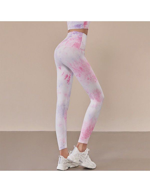 Tie Dye Featured Sports Pants Capris Yoga Pants Running Fitness Tight Yoga Dress