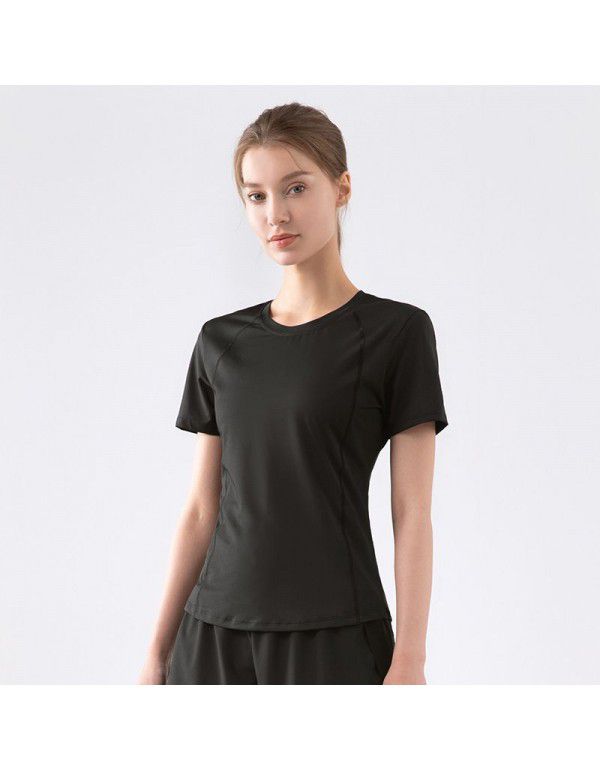 Summer New Breathable Sportswear Slim Fit Yarn Quick Dry Yoga Fitness T-shirt