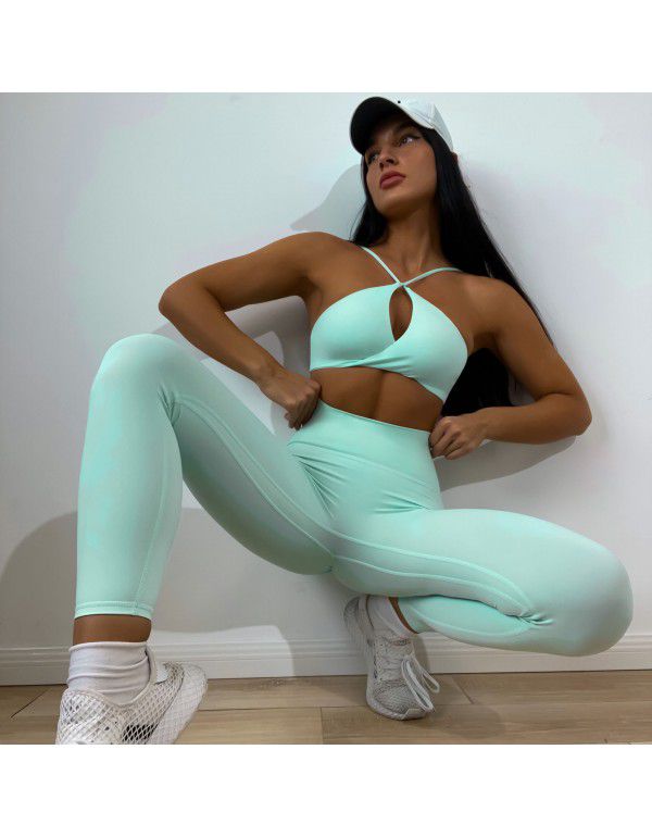 Yoga Dress Women's Fashion Sexy Twist Bra Irregular Hip Lift Pleated Pants Yoga Set