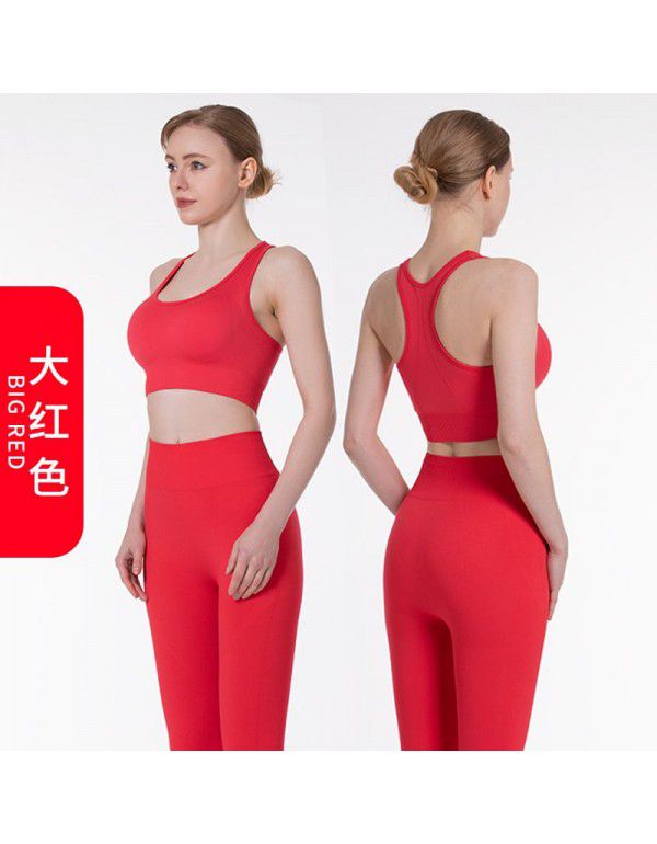 Yoga suit for women Seamless knit hip up exercise Yoga pants Sexy vest Running fitness suit