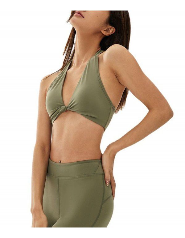 Sports lingerie women's three-dimensional wrap-around package conceals the side breast sexy kink detachable chest pad gathers the fitness yoga suit 