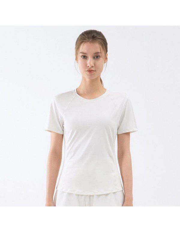Summer New Breathable Sportswear Slim Fit Yarn Quick Dry Yoga Fitness T-shirt