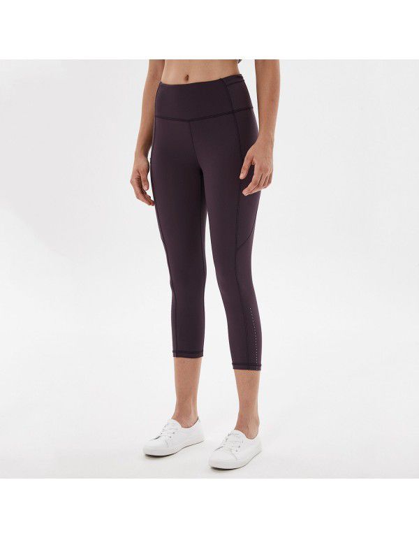 Yoga Capris Women's Side Pocket Panel Sports Tights Honey Peach Hip Lifting Fitness Pants