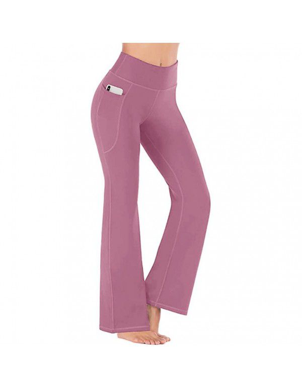 European and American Yoga Pants New Leisure Sports Micro Flare Pants High Waist Slim Fit Abdomen Tightening Dance Wide Leg Pants Women