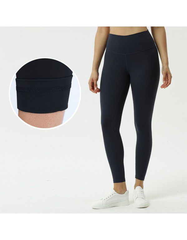 Women's Yoga Pants High Waist Hip Lift Tight Nude Brushed Sports Running Fitness Capris