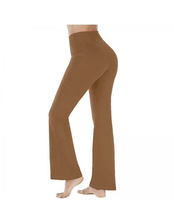 European and American Yoga Pants New Leisure Sports Micro Flare Pants High Waist Slim Fit Abdomen Tightening Dance Wide Leg Pants Women