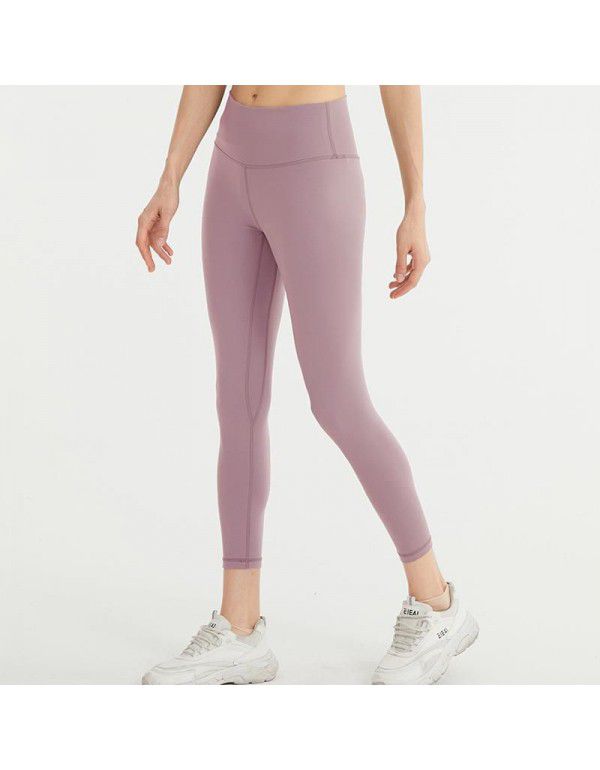 Women's Yoga Pants High Waist Hip Lift Tight Nude Brushed Sports Running Fitness Capris