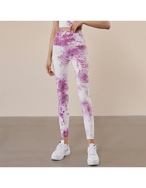 Tie Dye Featured Sports Pants Capris Yoga Pants Running Fitness Tight Yoga Dress