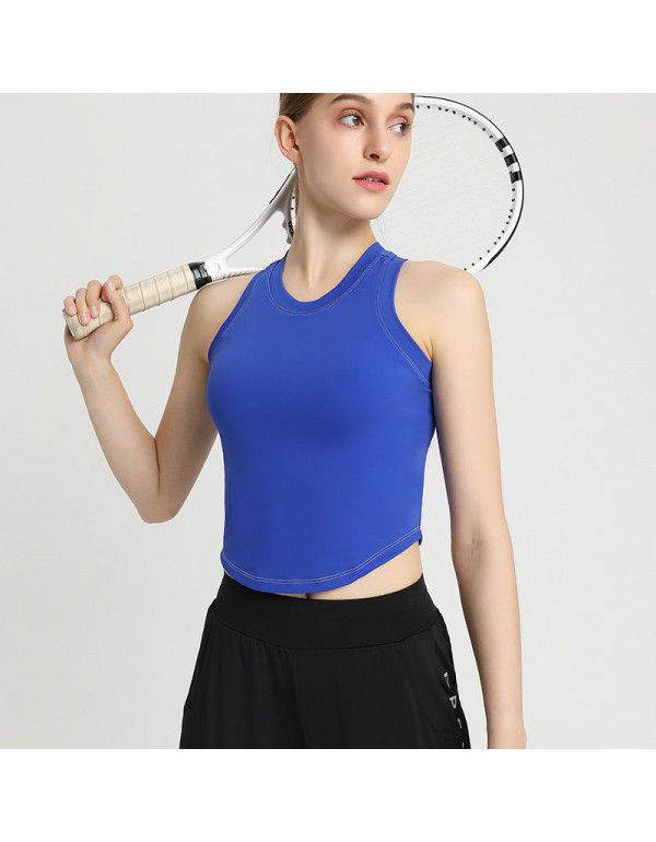 European and American Contrast Yoga Tank Top with Fixed Chest Cushion Slim Fit Fit with Sports Fitness Top Yoga Dress Women