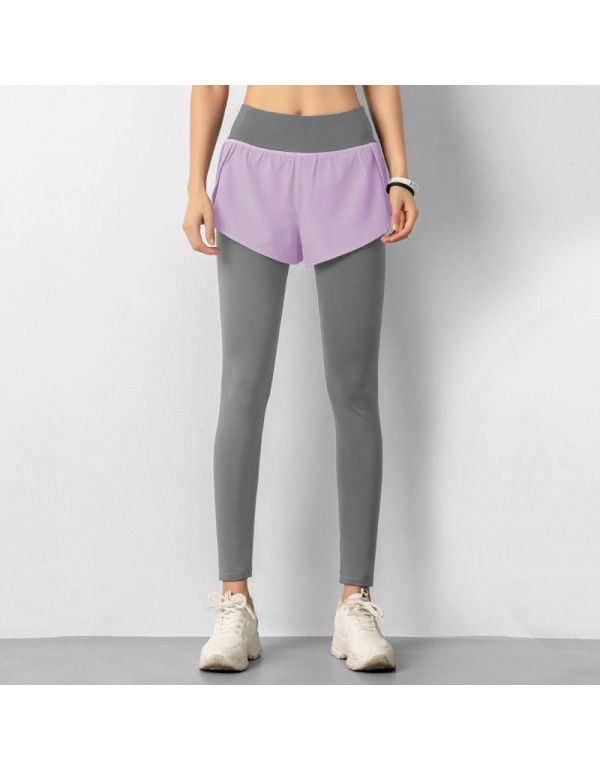 Pocket Fitness Pants Women's High Waist Elastic Tight Running Yoga Pants Quick Dry Breathable Sports Skirt Pants 