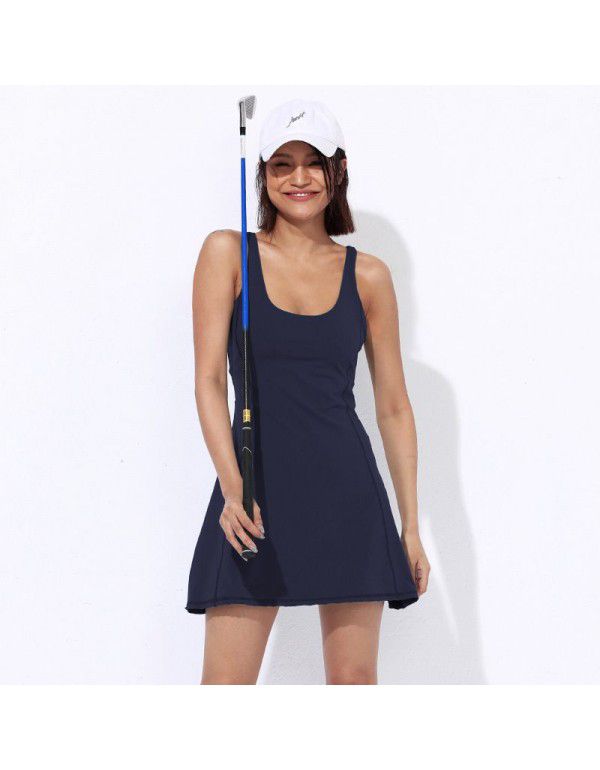 Yoga Suit Tennis Skirt Quick Dried Sports Skirt Pants Set High Waist Pocket Shorts Beauty Back With Chest Cushion Volleyball Suit