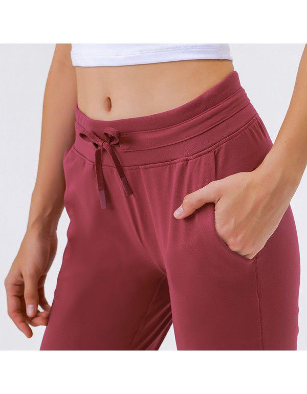 High Waist Yoga Pants Women's Lulu Quick Dry Elastic Running Fitness Pants Slim Fit Slim Tight Sweatpants