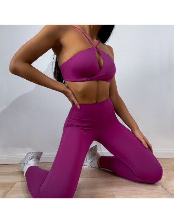 Yoga Dress Women's Fashion Sexy Twist Bra Irregular Hip Lift Pleated Pants Yoga Set
