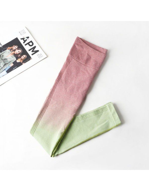 Spring New Yoga Pants Women's Gradual Hanging Dyed Peach Hip Sports Pants Fitness Body Seamless Pants
