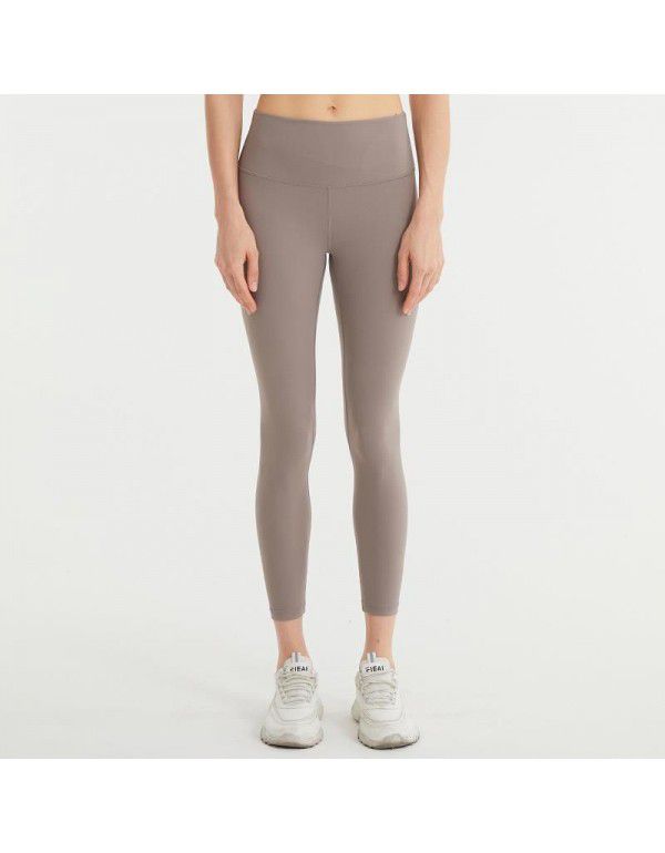 Women's Yoga Pants High Waist Hip Lift Tight Nude Brushed Sports Running Fitness Capris
