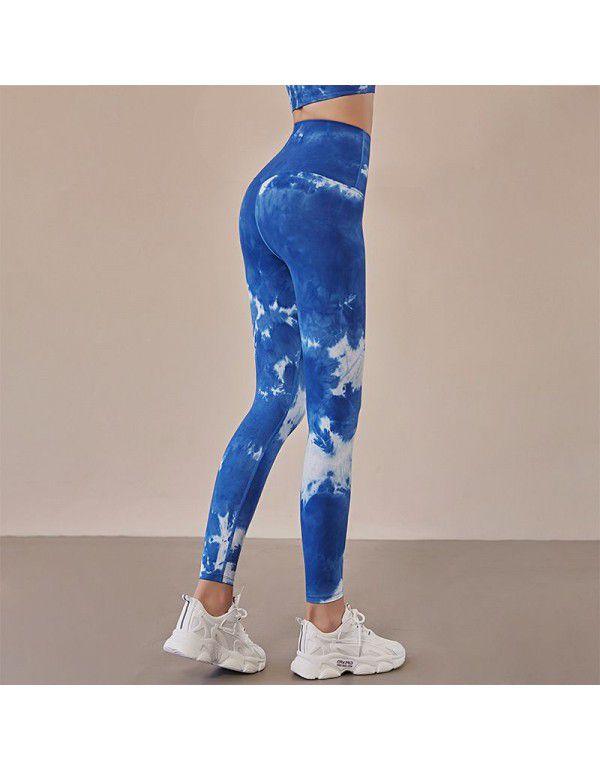 Tie Dye Featured Sports Pants Capris Yoga Pants Running Fitness Tight Yoga Dress