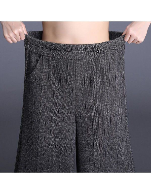 Warm woolen wide leg pants fashion new style big swing pants autumn and winter new women's casual pants high waist temperament skirt pants 