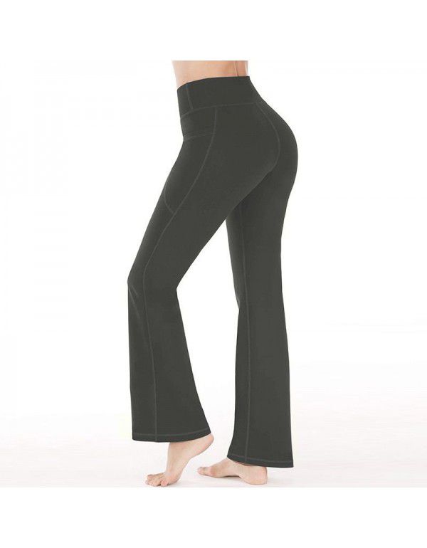 European and American Yoga Pants New Leisure Sports Micro Flare Pants High Waist Slim Fit Abdomen Tightening Dance Wide Leg Pants Women