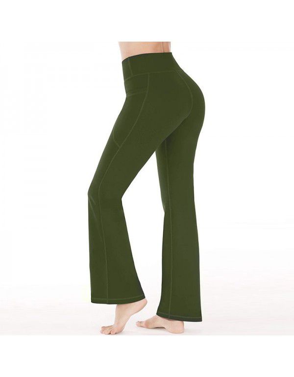 European and American Yoga Pants New Leisure Sports Micro Flare Pants High Waist Slim Fit Abdomen Tightening Dance Wide Leg Pants Women