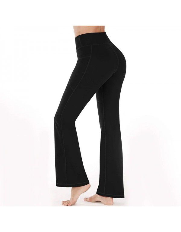 European and American Yoga Pants New Leisure Sports Micro Flare Pants High Waist Slim Fit Abdomen Tightening Dance Wide Leg Pants Women