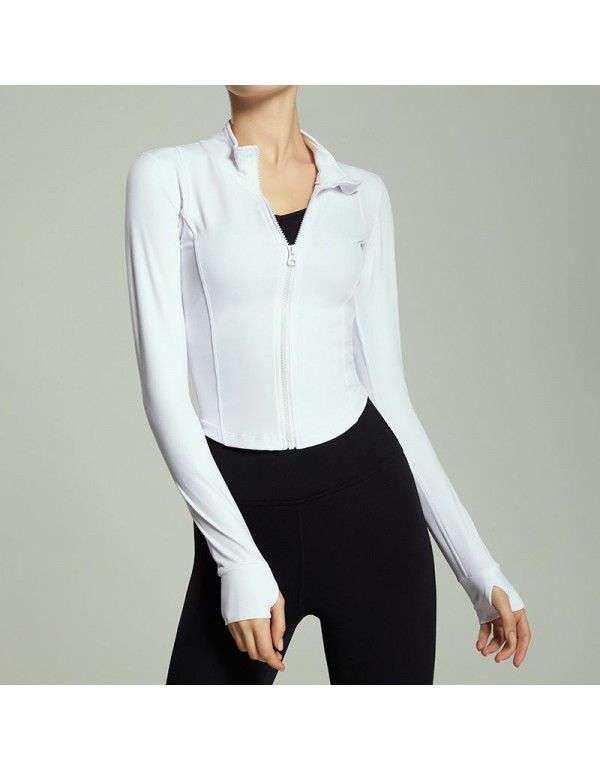 Zipper fitness coat Women's tights Sports Top Quick drying Yoga suit Long sleeve Autumn and Winter