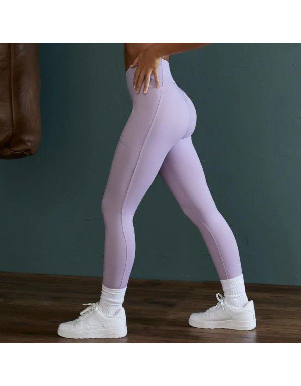 Nude Yoga Pants Women's Tight High Waist Hip Lift Elastic Peach Hip Sports Fitness Pants Quick Dry Running Pants