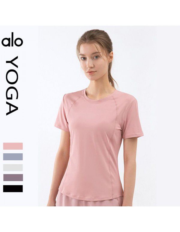 Summer New Breathable Sportswear Slim Fit Yarn Quick Dry Yoga Fitness T-shirt