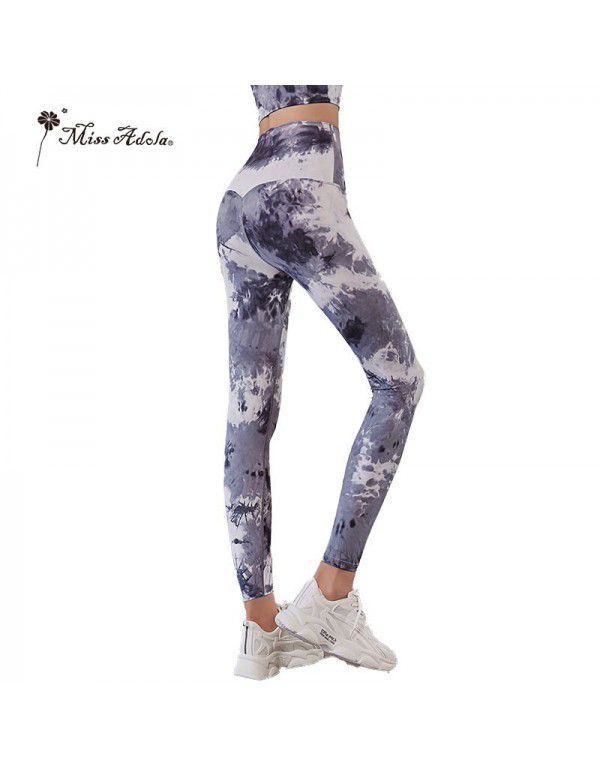 Tie Dye Featured Sports Pants Capris Yoga Pants Running Fitness Tight Yoga Dress