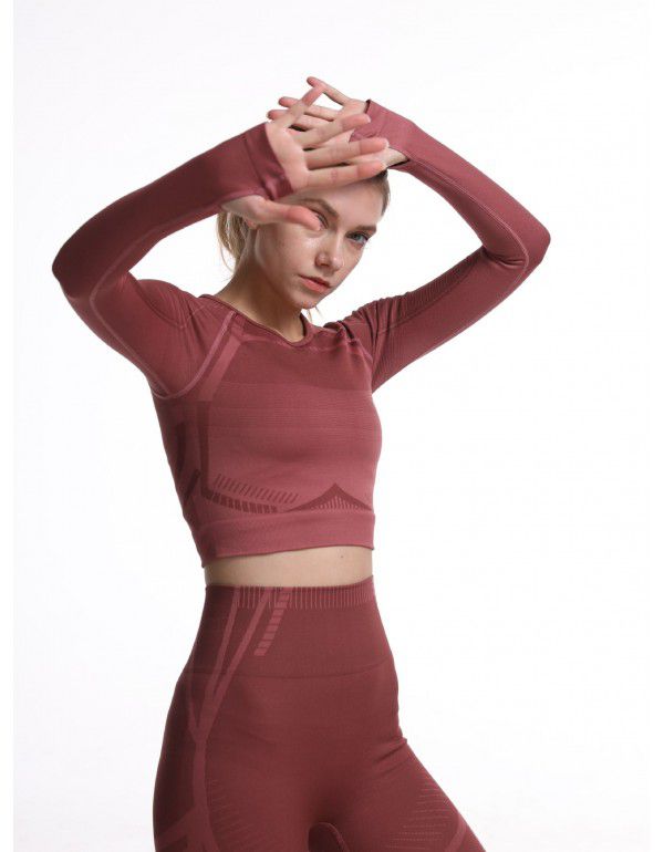 Sexy Sports Bra Long Sleeve Set Running Dress Fitness Long Sleeve Yoga Dress