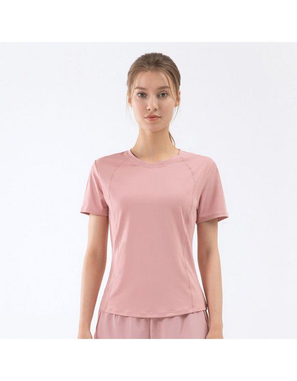 Summer New Breathable Sportswear Slim Fit Yarn Quick Dry Yoga Fitness T-shirt