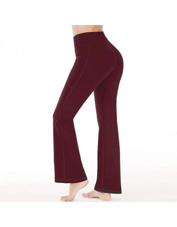 European and American Yoga Pants New Leisure Sports Micro Flare Pants High Waist Slim Fit Abdomen Tightening Dance Wide Leg Pants Women