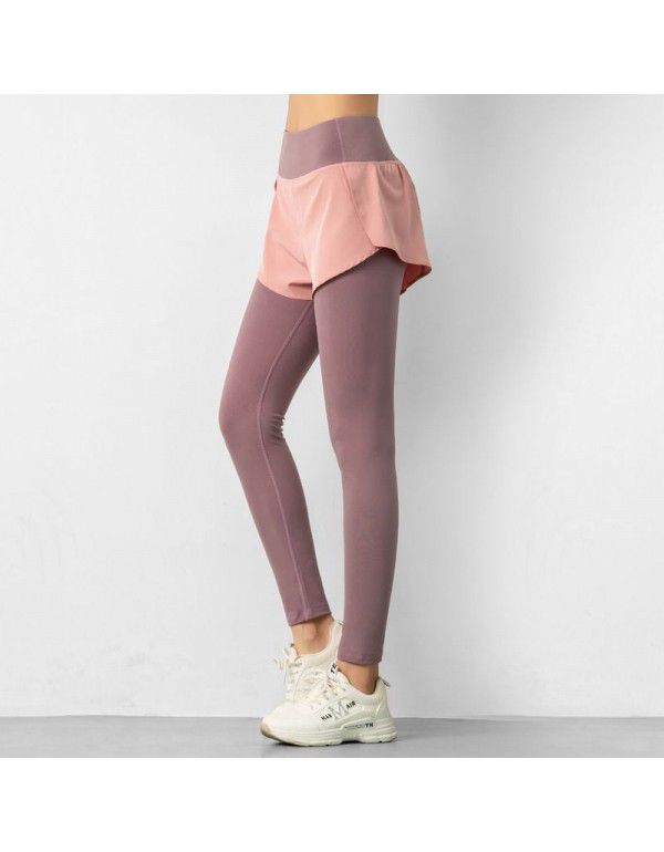 Pocket Fitness Pants Women's High Waist Elastic Tight Running Yoga Pants Quick Dry Breathable Sports Skirt Pants 