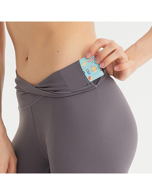 Women's Yoga Pants High Waist Hip Lift Tight Nude Brushed Sports Running Fitness Capris