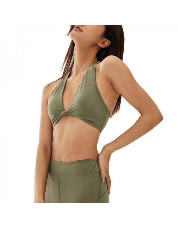 Sports lingerie women's three-dimensional wrap-around package conceals the side breast sexy kink detachable chest pad gathers the fitness yoga suit 