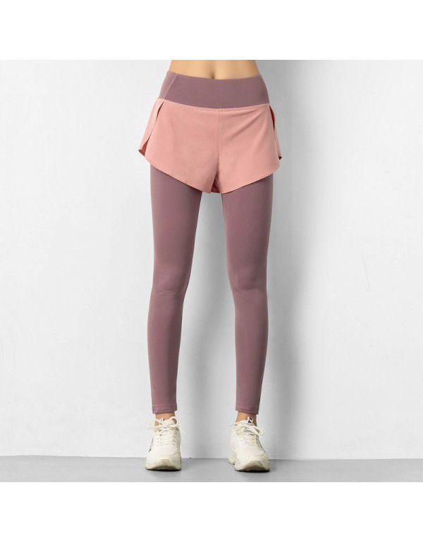 Pocket Fitness Pants Women's High Waist Elastic Tight Running Yoga Pants Quick Dry Breathable Sports Skirt Pants 
