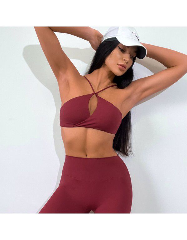 Yoga Dress Women's Fashion Sexy Twist Bra Irregular Hip Lift Pleated Pants Yoga Set