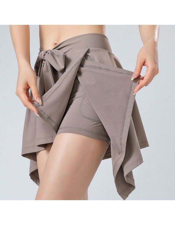 Spring and summer new anti glare short skirt fake two-piece shorts one piece skirt yoga pants running fitness sports skirt pants