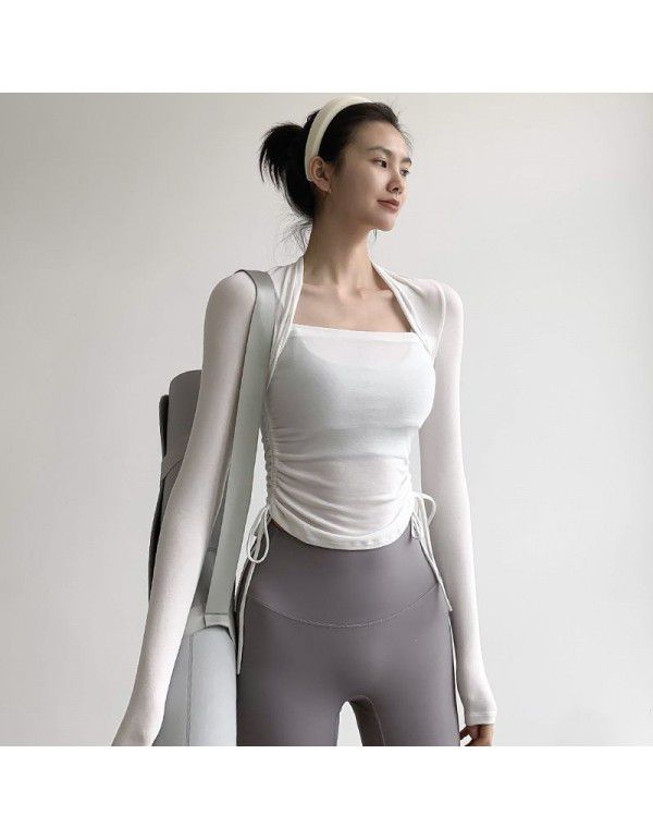 Sports shirt, sunscreen, professional fitness suit, yoga suit, female bandage, slimming, tight, long-sleeved, quick-drying running suit, female 