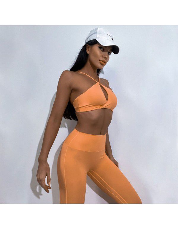 Yoga Dress Women's Fashion Sexy Twist Bra Irregular Hip Lift Pleated Pants Yoga Set