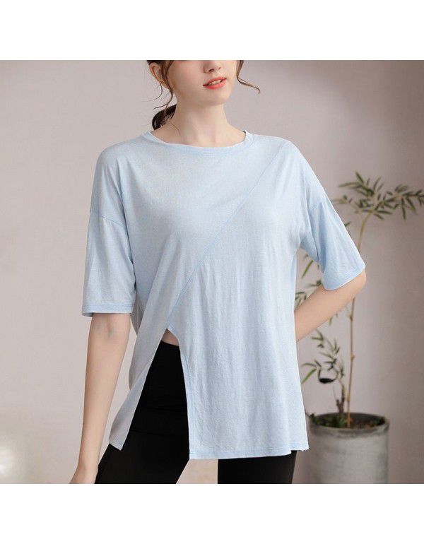 Yoga suit women's summer short-sleeved fitness top blouse loose and thin running Pilates professional training sports T-shirt 