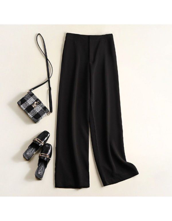Spring and Summer New Suit Material Wide Leg Pants Women's High Waist Casual Drop Feel Pants Fashion Drop Feel Suit Pants